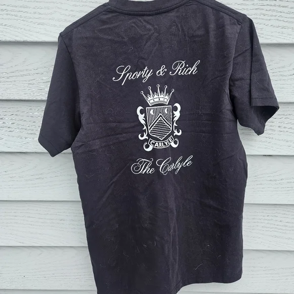 Sporty & Rich The Carlyle Crest T-Shirt - Black/ White XS - Picture 5 of 7